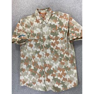 Old Tejas Camouflage Breathable Vented Button Down‎ Shirt (Men's Medium) Tan